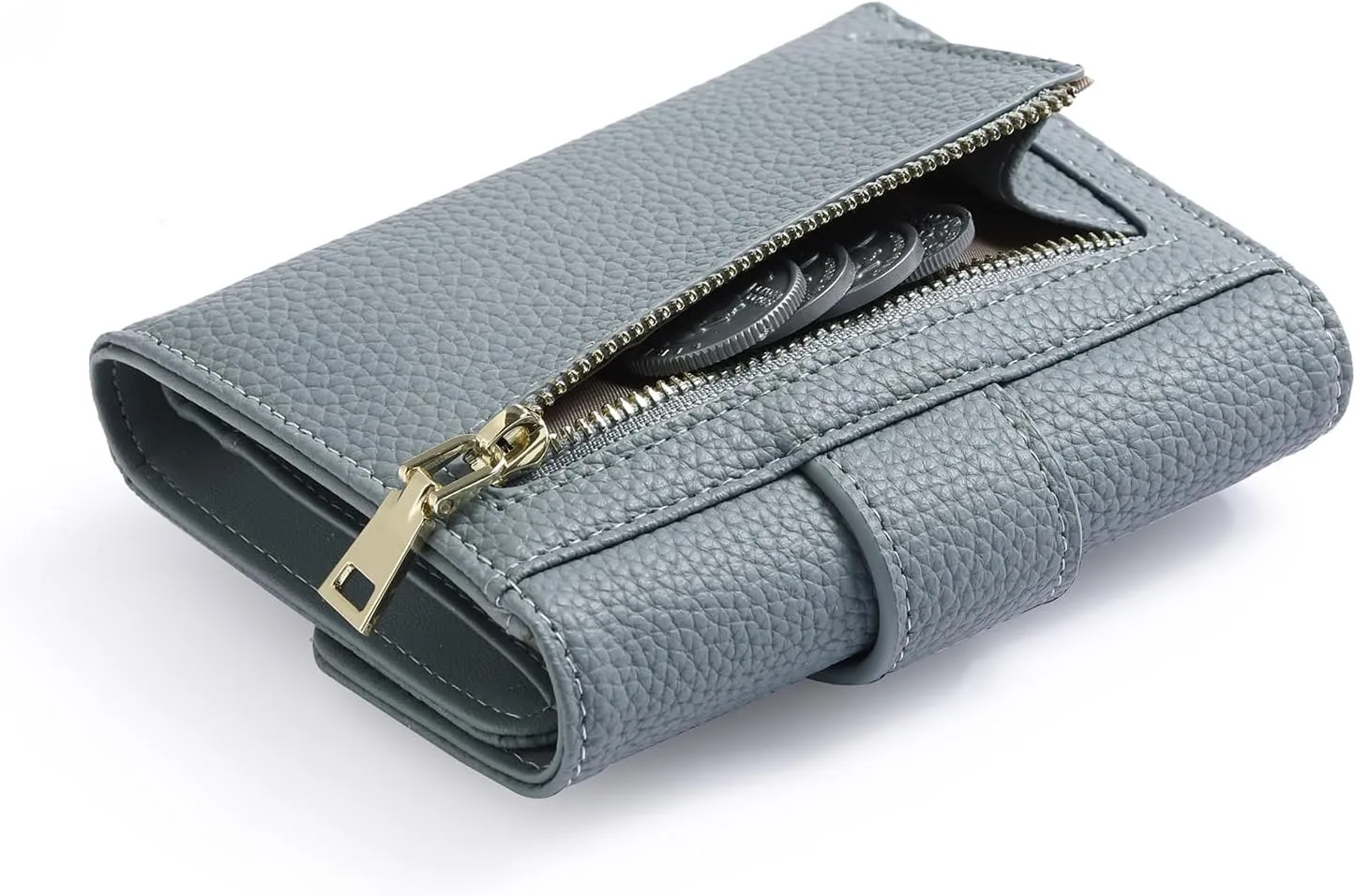 GOIACII Small Women's Wallet Rfid Blocking Ladies Card Holder Compact Mini Purse Leather Blue
