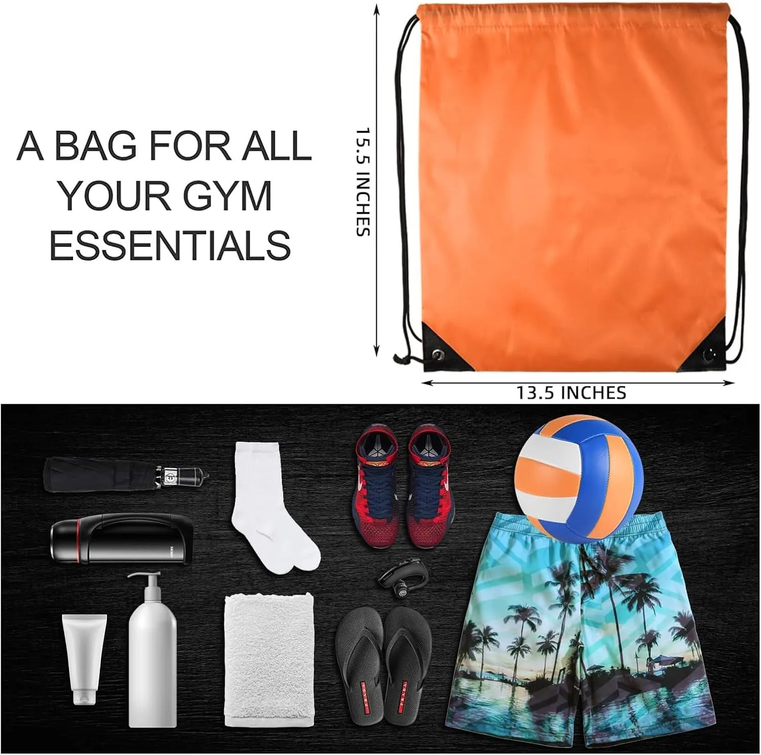 GoodtoU Drawstring Backpacks, 100 Pieces Back Bag Bulk Cinch Sack Drawstring Gym Bag for Sport, Traveling, Team (Orange)