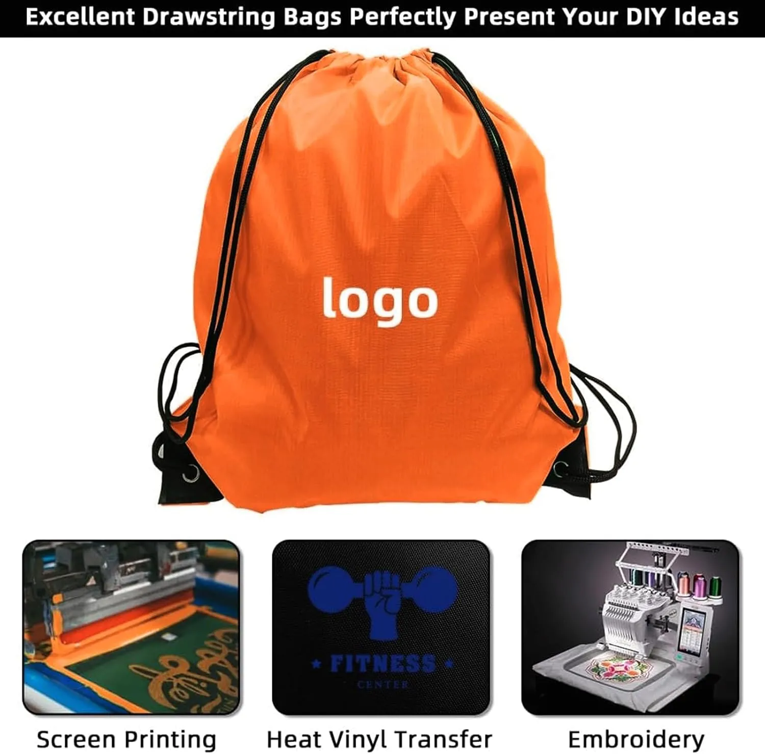 GoodtoU Drawstring Backpacks, 100 Pieces Back Bag Bulk Cinch Sack Drawstring Gym Bag for Sport, Traveling, Team (Orange)