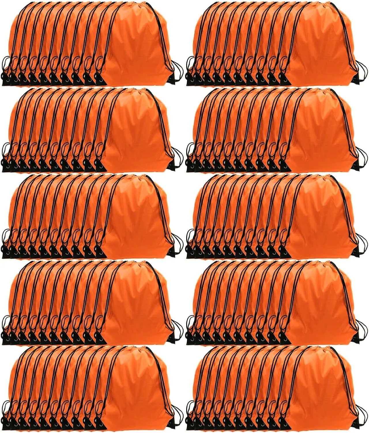 GoodtoU Drawstring Backpacks, 100 Pieces Back Bag Bulk Cinch Sack Drawstring Gym Bag for Sport, Traveling, Team (Orange)