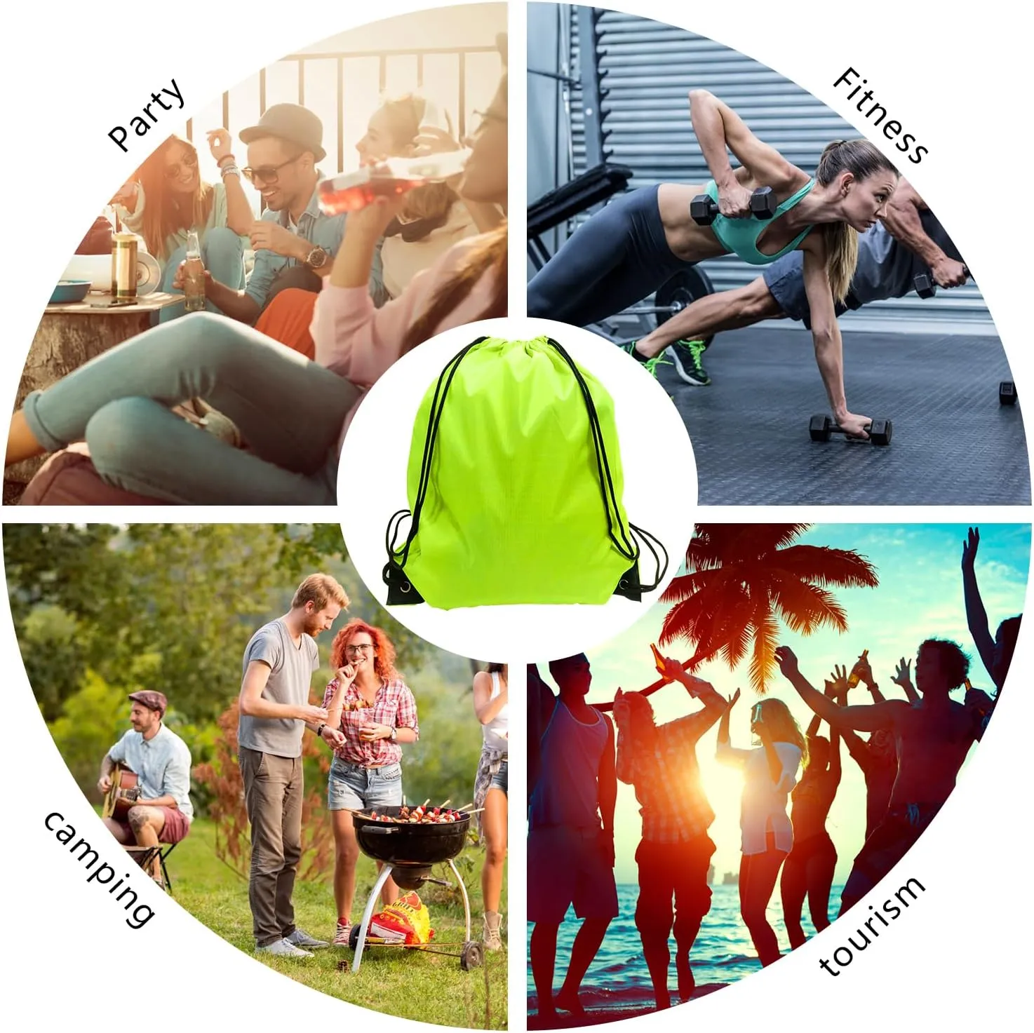 GoodtoU Drawstring Bags, Drawstring Backpack Bulk Nylon Backpack Cinch Sack Gym Bag for Sport, Traveling, Team (40Pcs, Fluorescent Green)