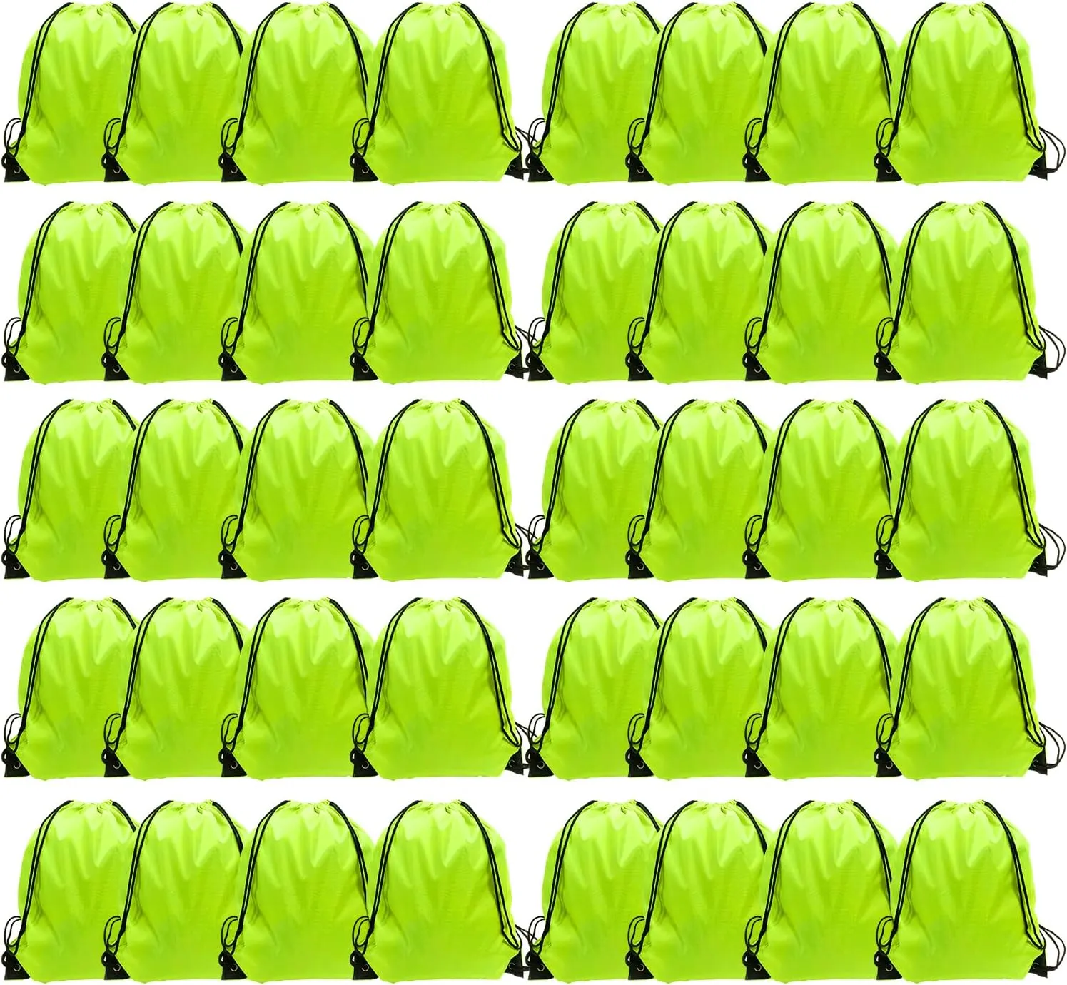 GoodtoU Drawstring Bags, Drawstring Backpack Bulk Nylon Backpack Cinch Sack Gym Bag for Sport, Traveling, Team (40Pcs, Fluorescent Green)