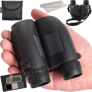 GORILLA GRIP 10x25 Compact Binoculars for Adults with Strap, Superior High Powered Clear 10X Magnification, Lightweight, Bird Watching, Hunting, Stargazing, Adjustable Eye Cups, Black