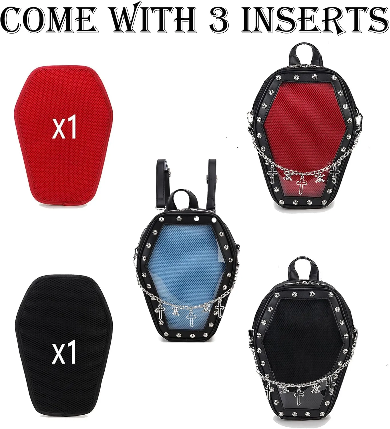 Gothic Coffin Shape Fashion Purses and Handbags for Women Halloween Shoulder Bag Backpack