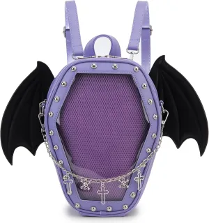 Gothic Coffin Shape Fashion Purses and Handbags for Women Halloween Shoulder Bag Backpack