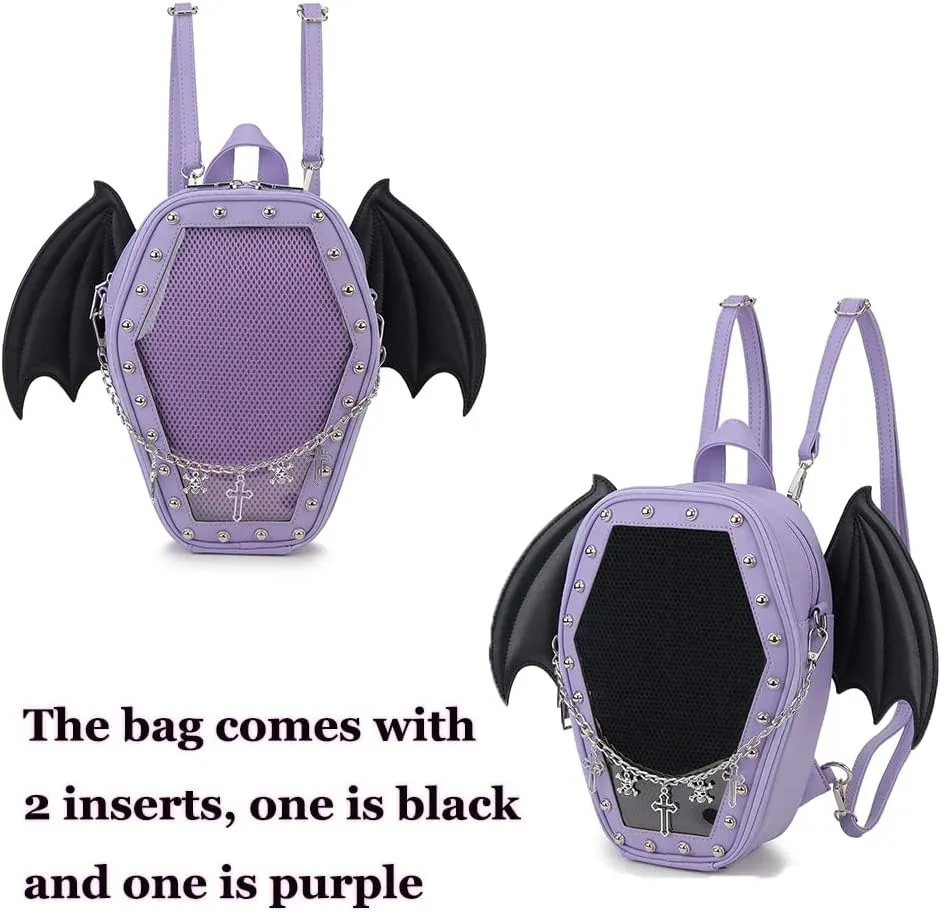 Gothic Coffin Shape Fashion Purses and Handbags for Women Halloween Shoulder Bag Backpack