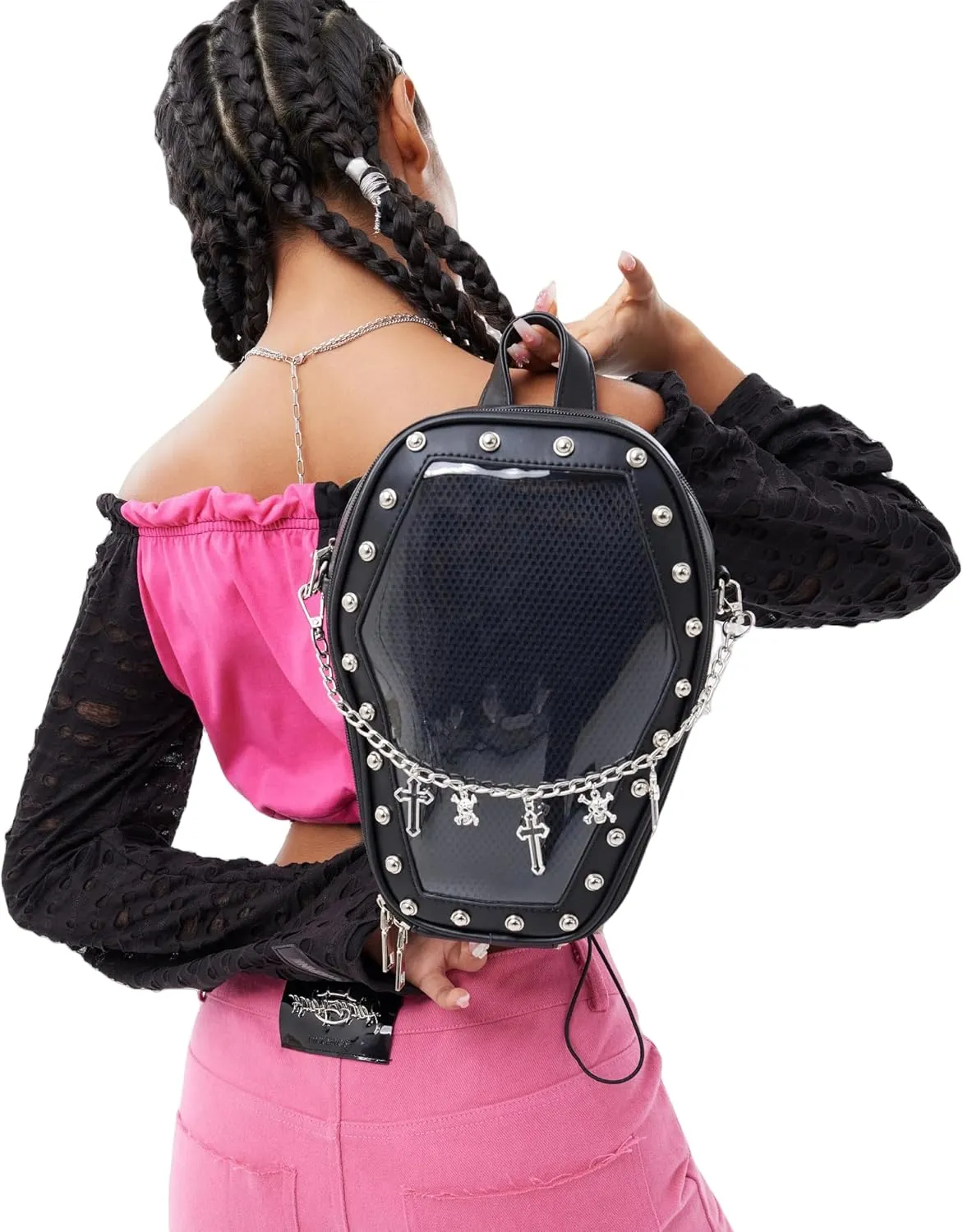 Gothic Coffin Shape Fashion Purses and Handbags for Women Halloween Shoulder Bag Backpack