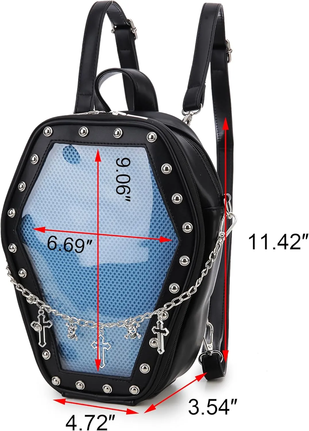 Gothic Coffin Shape Fashion Purses and Handbags for Women Halloween Shoulder Bag Backpack
