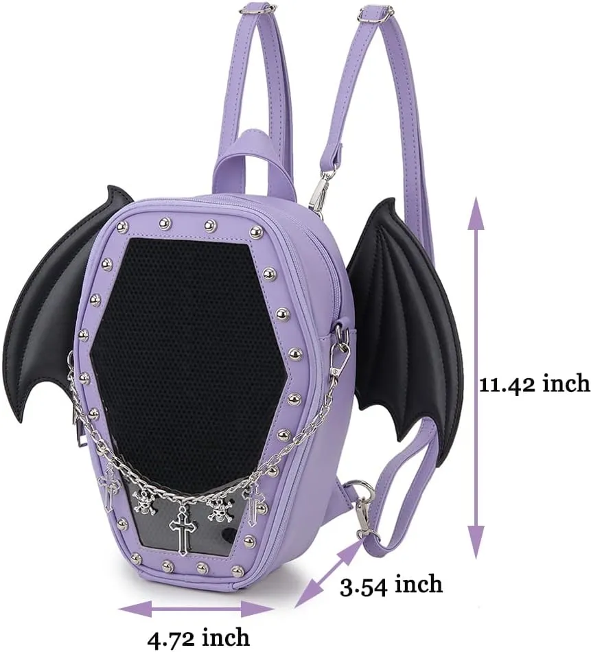 Gothic Coffin Shape Fashion Purses and Handbags for Women Halloween Shoulder Bag Backpack