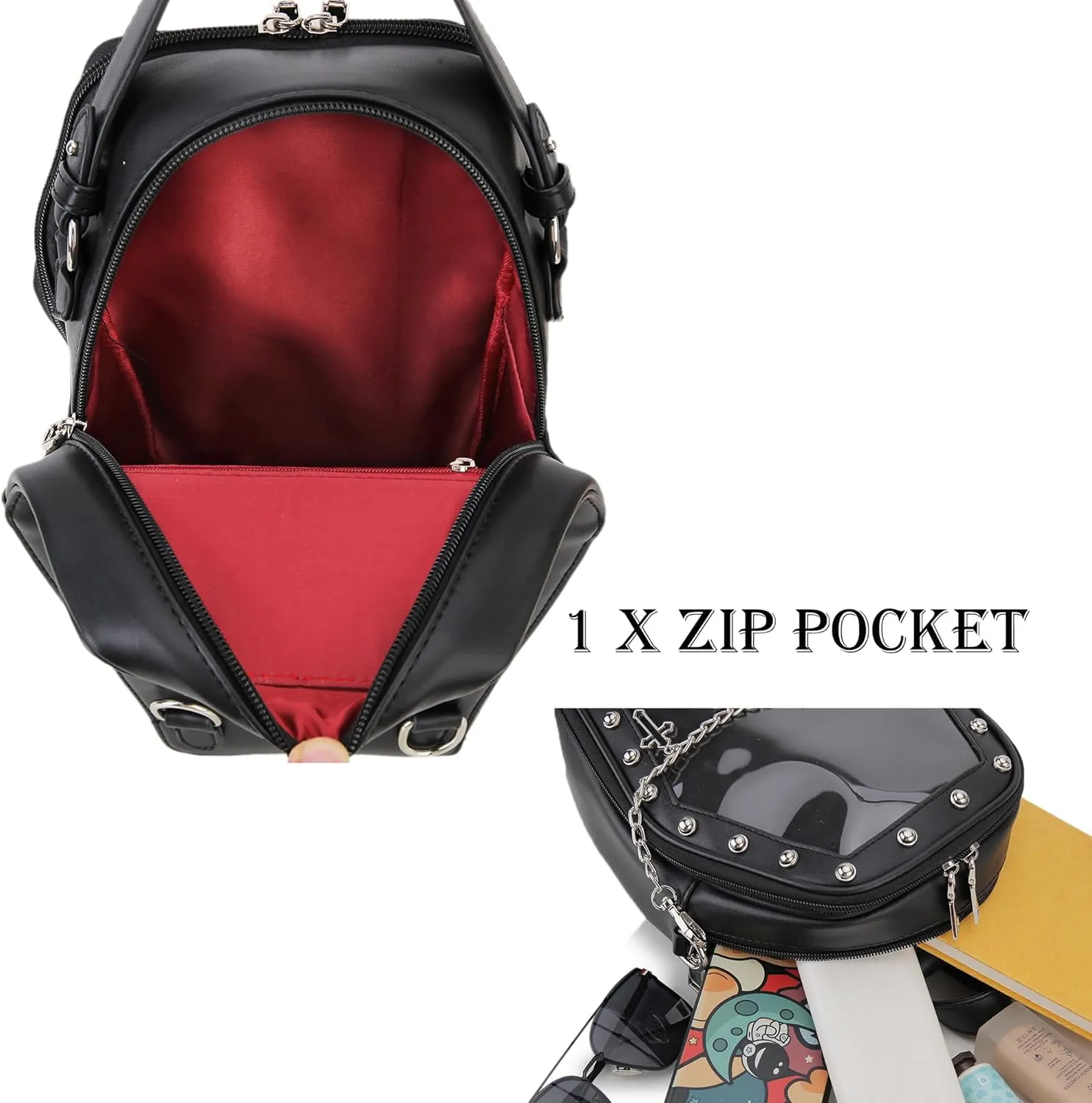 Gothic Coffin Shape Fashion Purses and Handbags for Women Halloween Shoulder Bag Backpack