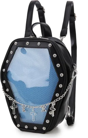 Gothic Coffin Shape Fashion Purses and Handbags for Women Halloween Shoulder Bag Backpack
