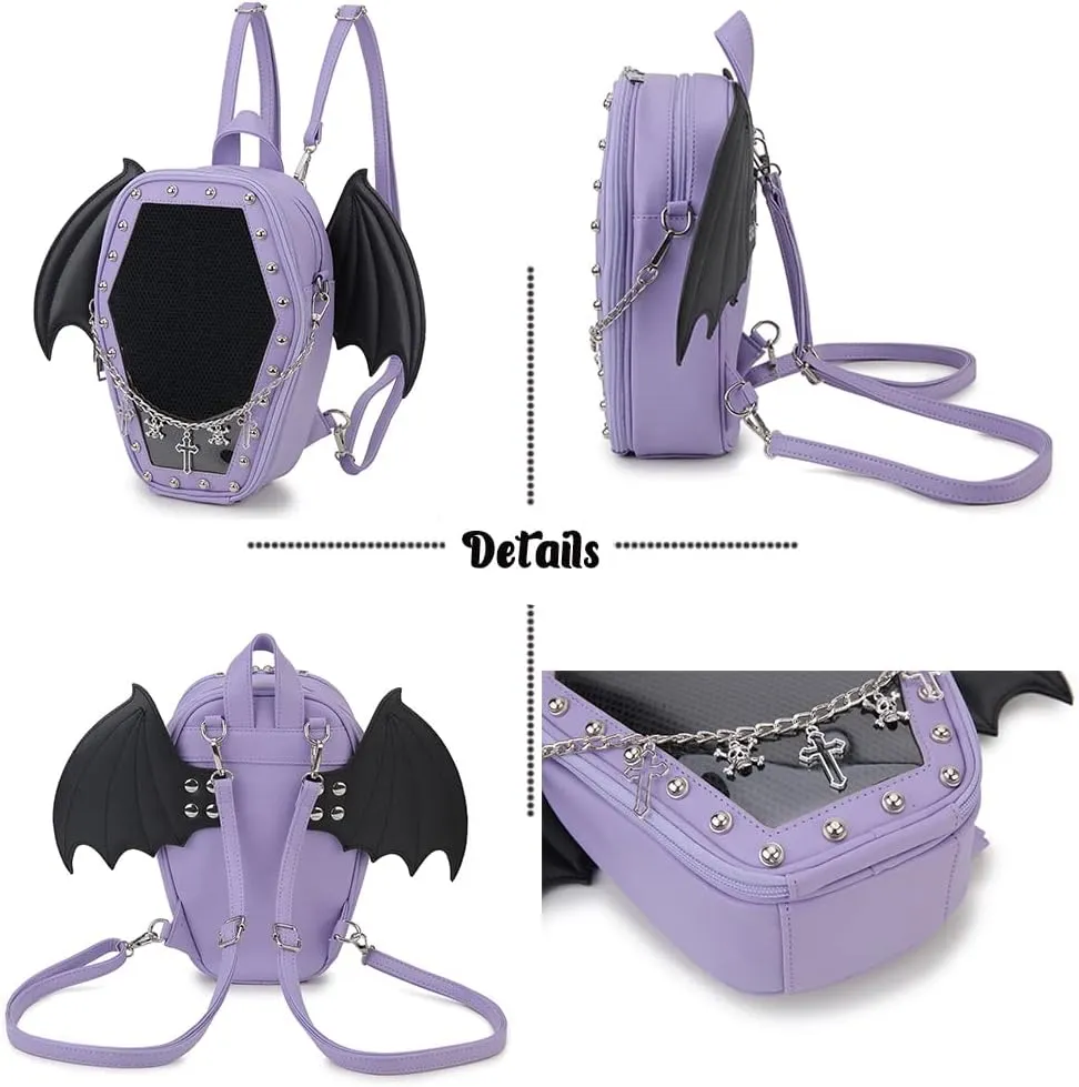 Gothic Coffin Shape Fashion Purses and Handbags for Women Halloween Shoulder Bag Backpack