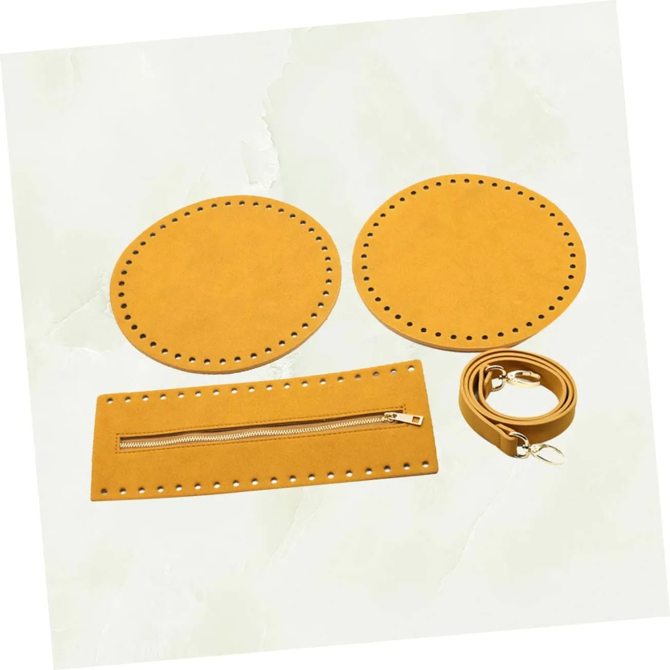GRADENEVE Craft Bags Handles 4pcs DIY Bag Strap Set Pu Leather Bottom Zipper Covers Shoulder Straps Kit