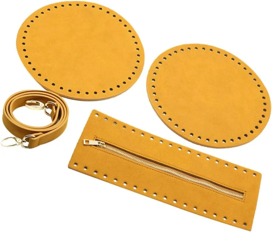 GRADENEVE Craft Bags Handles 4pcs DIY Bag Strap Set Pu Leather Bottom Zipper Covers Shoulder Straps Kit