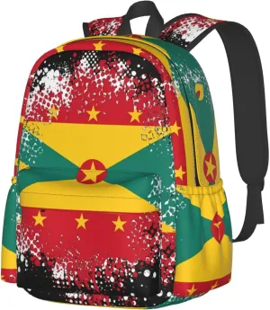Grenada Flag Large Travel Backpack Casual Backpacks Laptop Daypack Working Rucksack Lightweight Back Pack Sports Bag with Adjustable Shoulder Strap