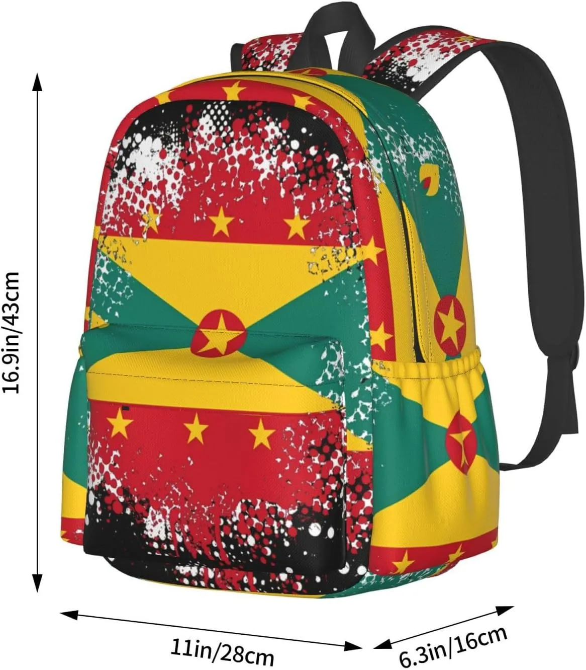 Grenada Flag Large Travel Backpack Casual Backpacks Laptop Daypack Working Rucksack Lightweight Back Pack Sports Bag with Adjustable Shoulder Strap