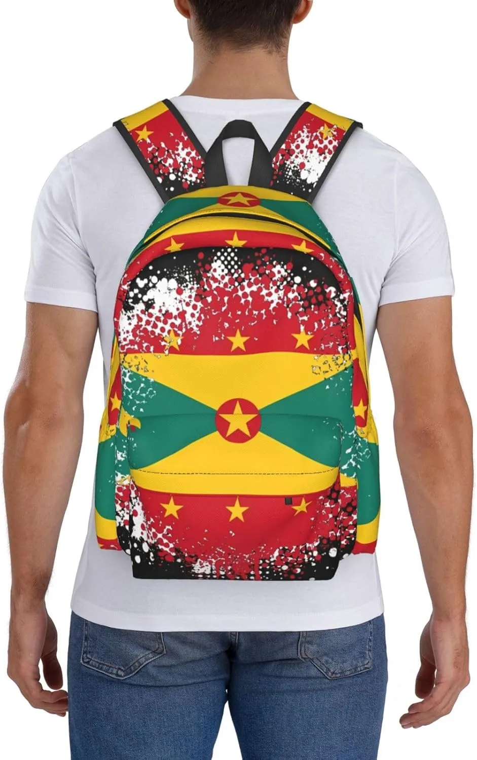Grenada Flag Large Travel Backpack Casual Backpacks Laptop Daypack Working Rucksack Lightweight Back Pack Sports Bag with Adjustable Shoulder Strap