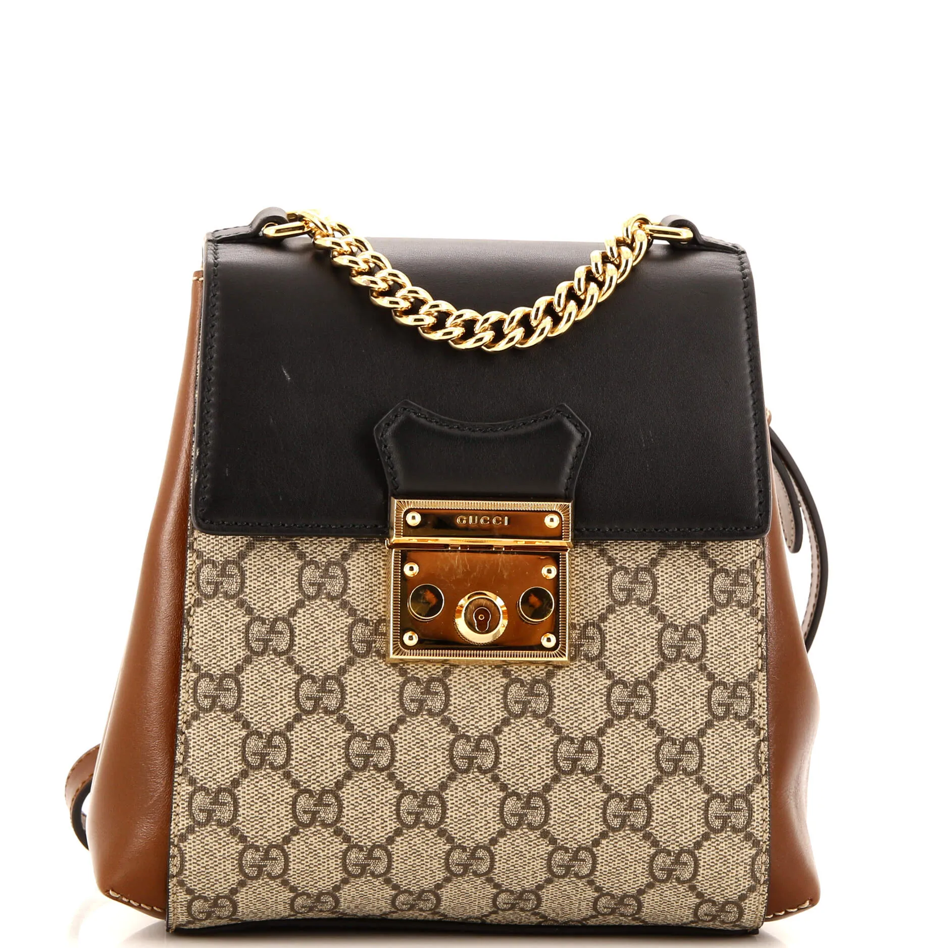 GUCCI Padlock Backpack GG Coated Canvas and Leather Mini