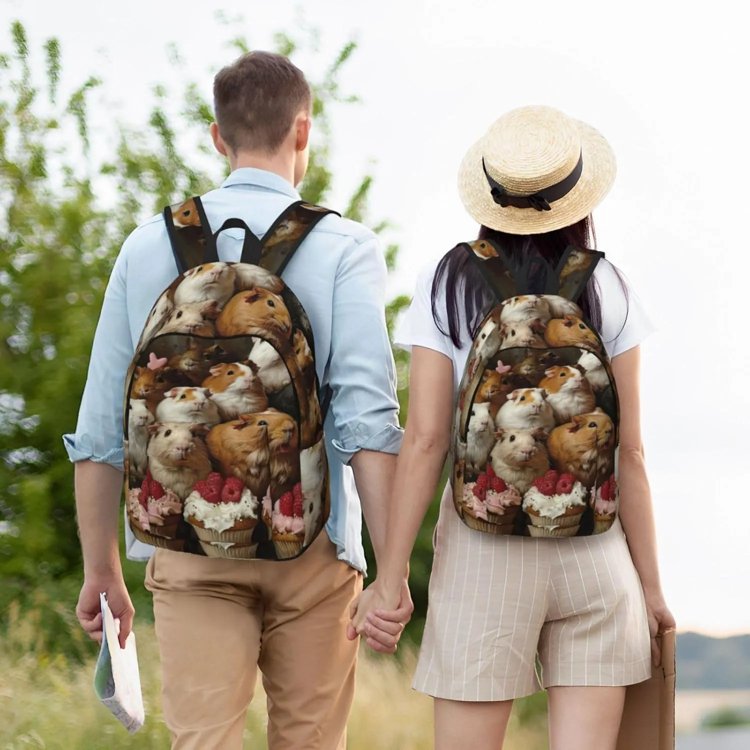 Guinea Pigs and Cupcakes print Hiking Backpack Casual Daypack Outdoor Travel Backpacks Bookbag for Men Women Adult