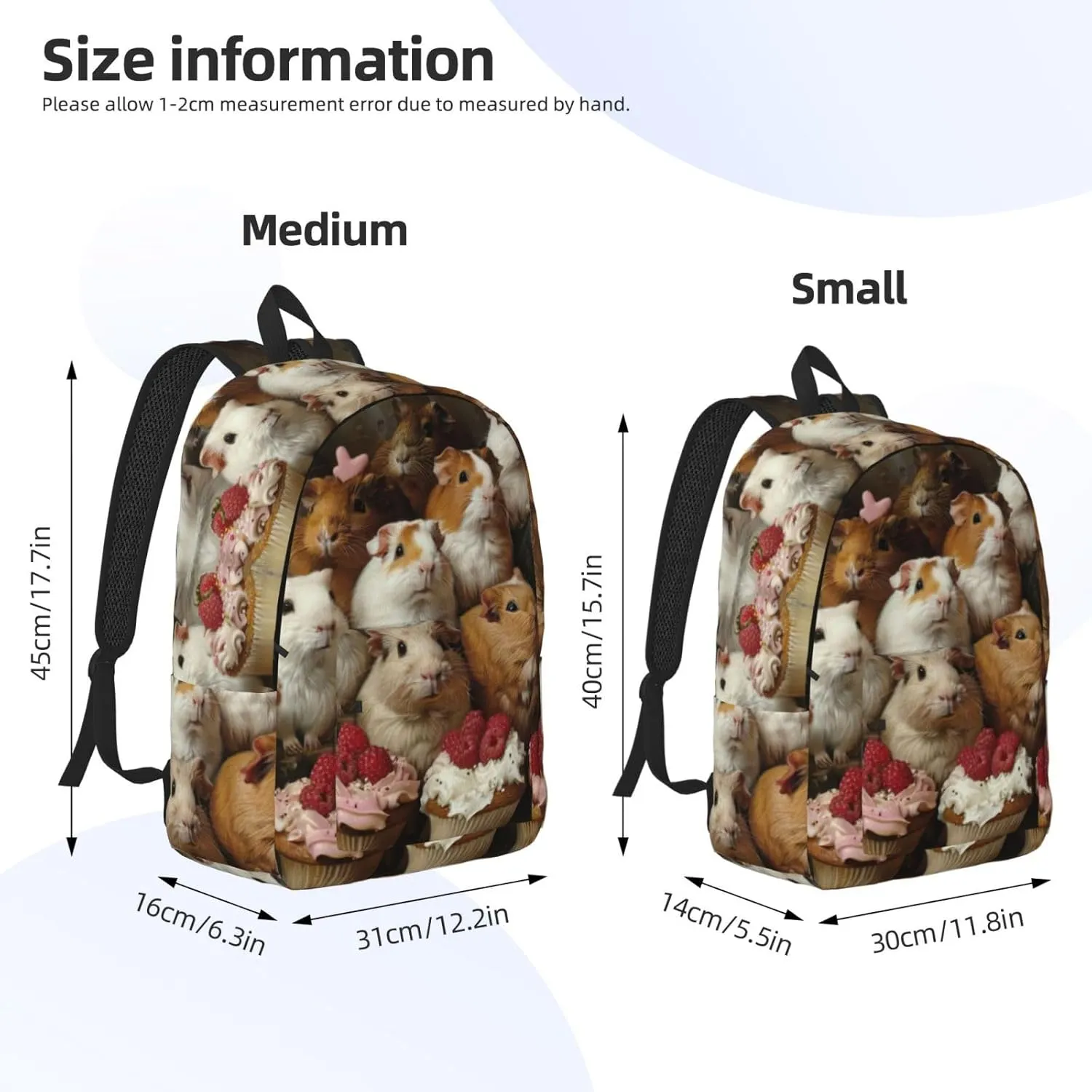 Guinea Pigs and Cupcakes print Hiking Backpack Casual Daypack Outdoor Travel Backpacks Bookbag for Men Women Adult