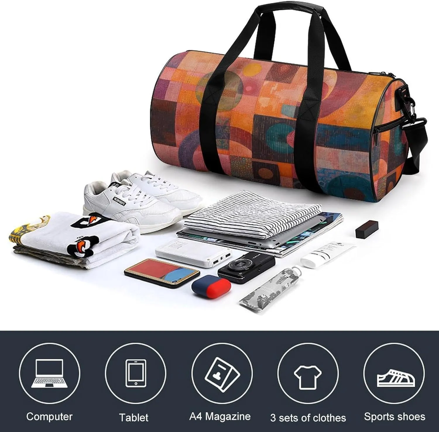 Gym Bag An Abstract Painting Duffel Bag for Men Women Overnight Bag with Shoe Compartment Workout Bags