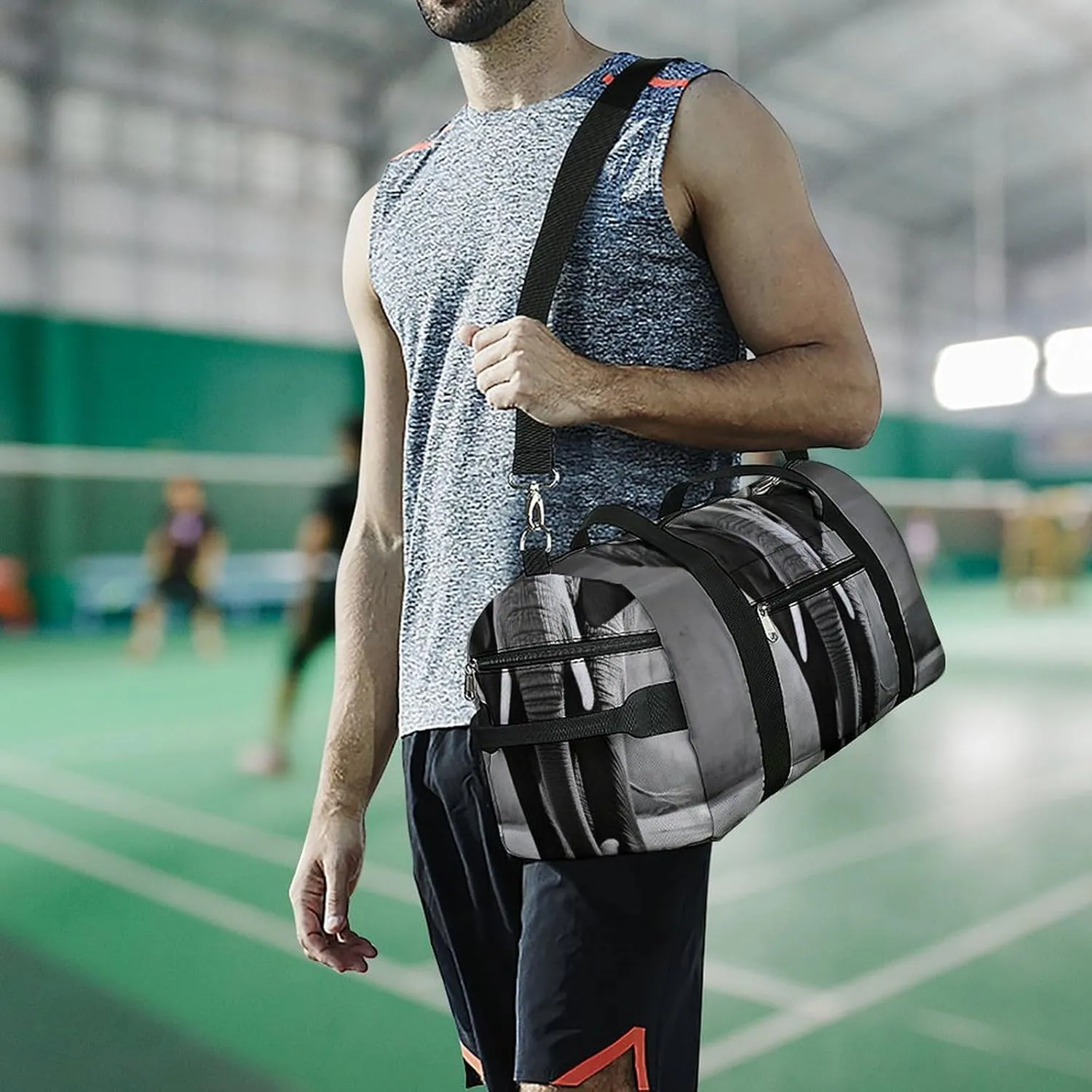Gym Bag Black And White Elephant Duffel Bag for Men Women Overnight Bag with Shoe Compartment Workout Bags