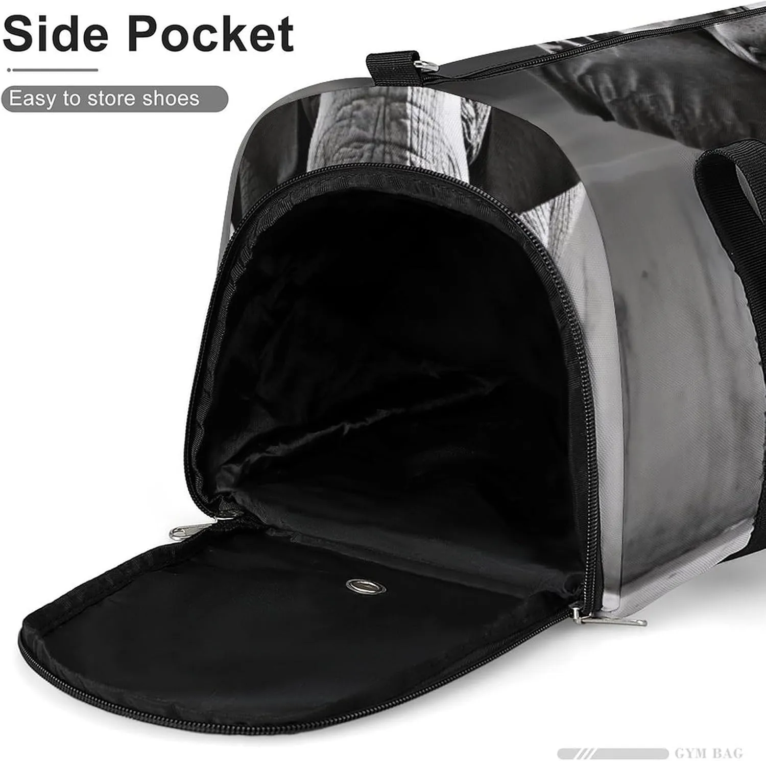 Gym Bag Black And White Elephant Duffel Bag for Men Women Overnight Bag with Shoe Compartment Workout Bags