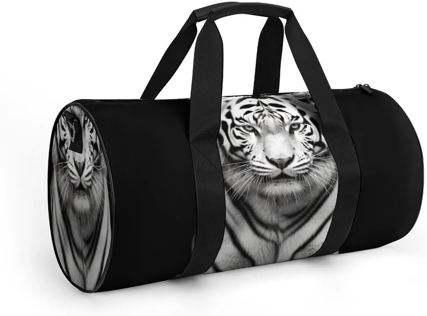 Gym Bag Black And White Tiger Duffel Bag for Men Women Overnight Bag with Shoe Compartment Workout Bags