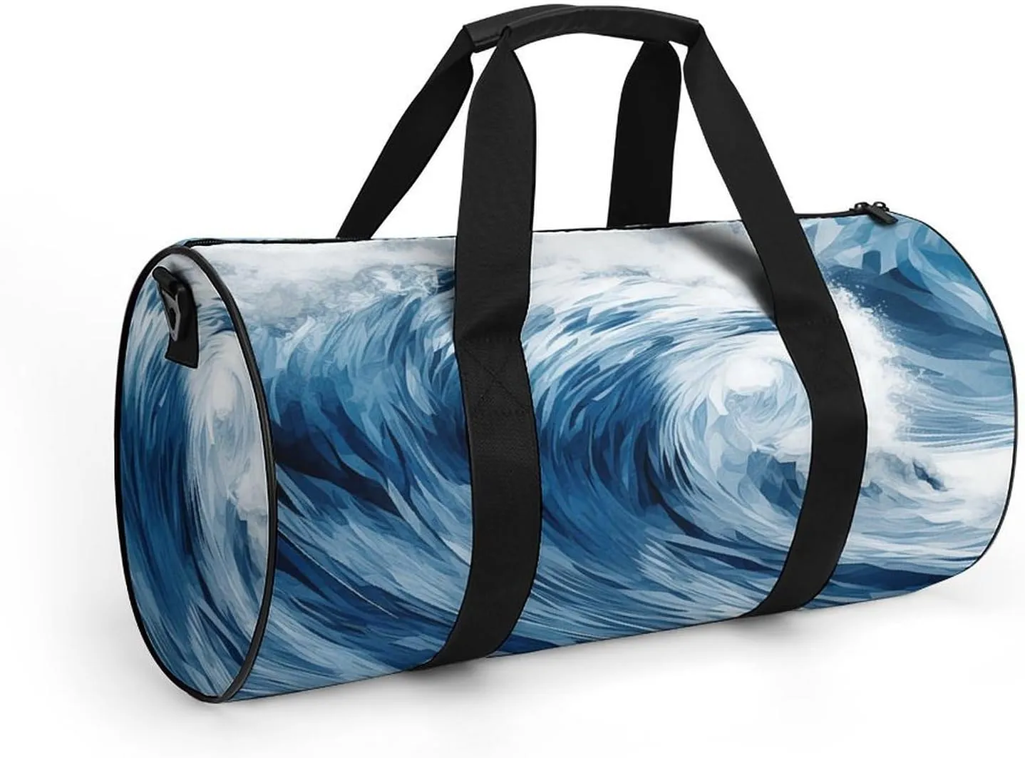 Gym Bag Blue Wave Art Duffel Bag for Men Women Overnight Bag with Shoe Compartment Workout Bags