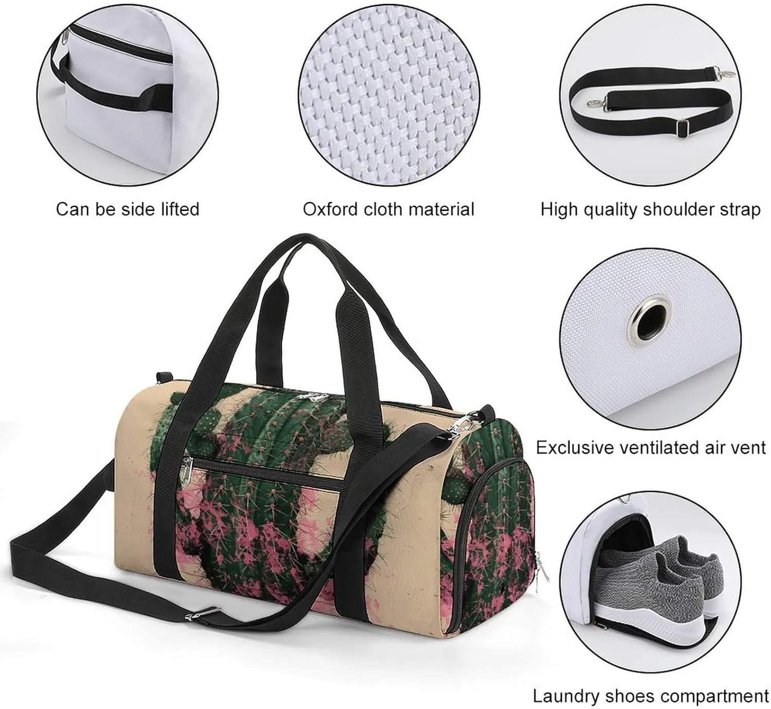 Gym Bag Cactus And Plants Duffel Bag for Men Women Overnight Bag with Shoe Compartment Workout Bags