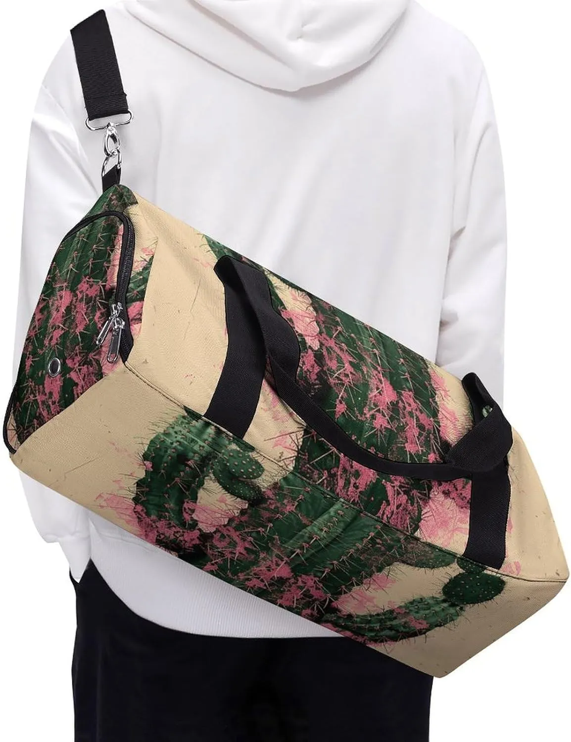 Gym Bag Cactus And Plants Duffel Bag for Men Women Overnight Bag with Shoe Compartment Workout Bags
