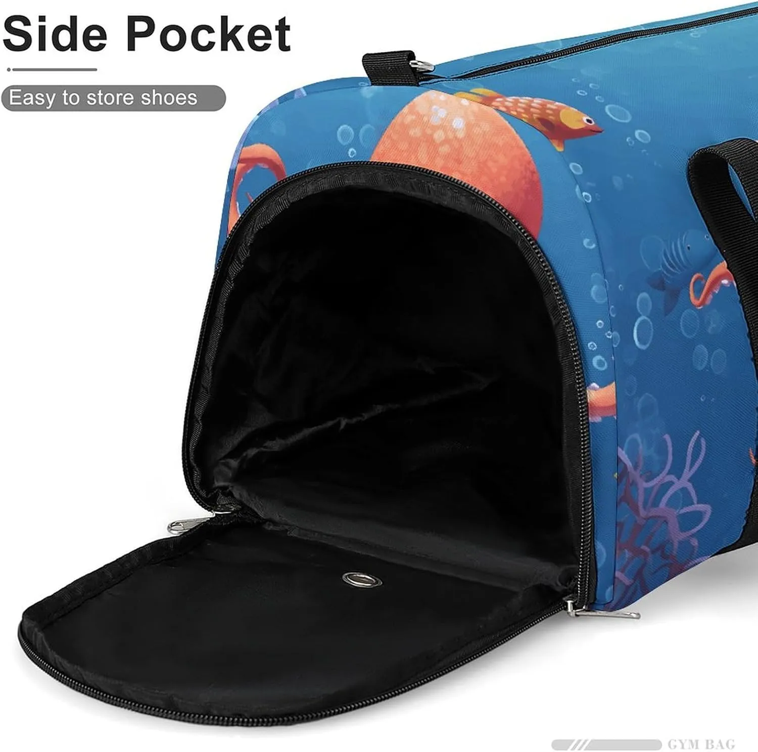 Gym Bag Cartoon Octopus Fish Duffel Bag for Men Women Overnight Bag with Shoe Compartment Workout Bags