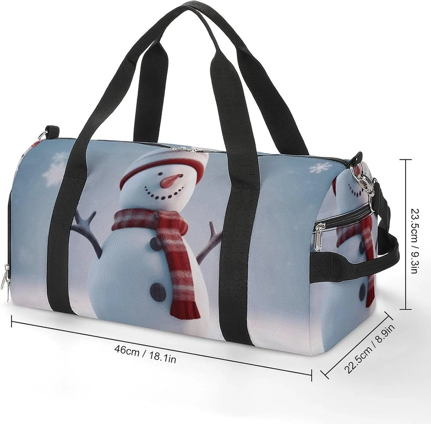 Gym Bag Christmas Happy Snowman Duffel Bag for Men Women Overnight Bag with Shoe Compartment Workout Bags