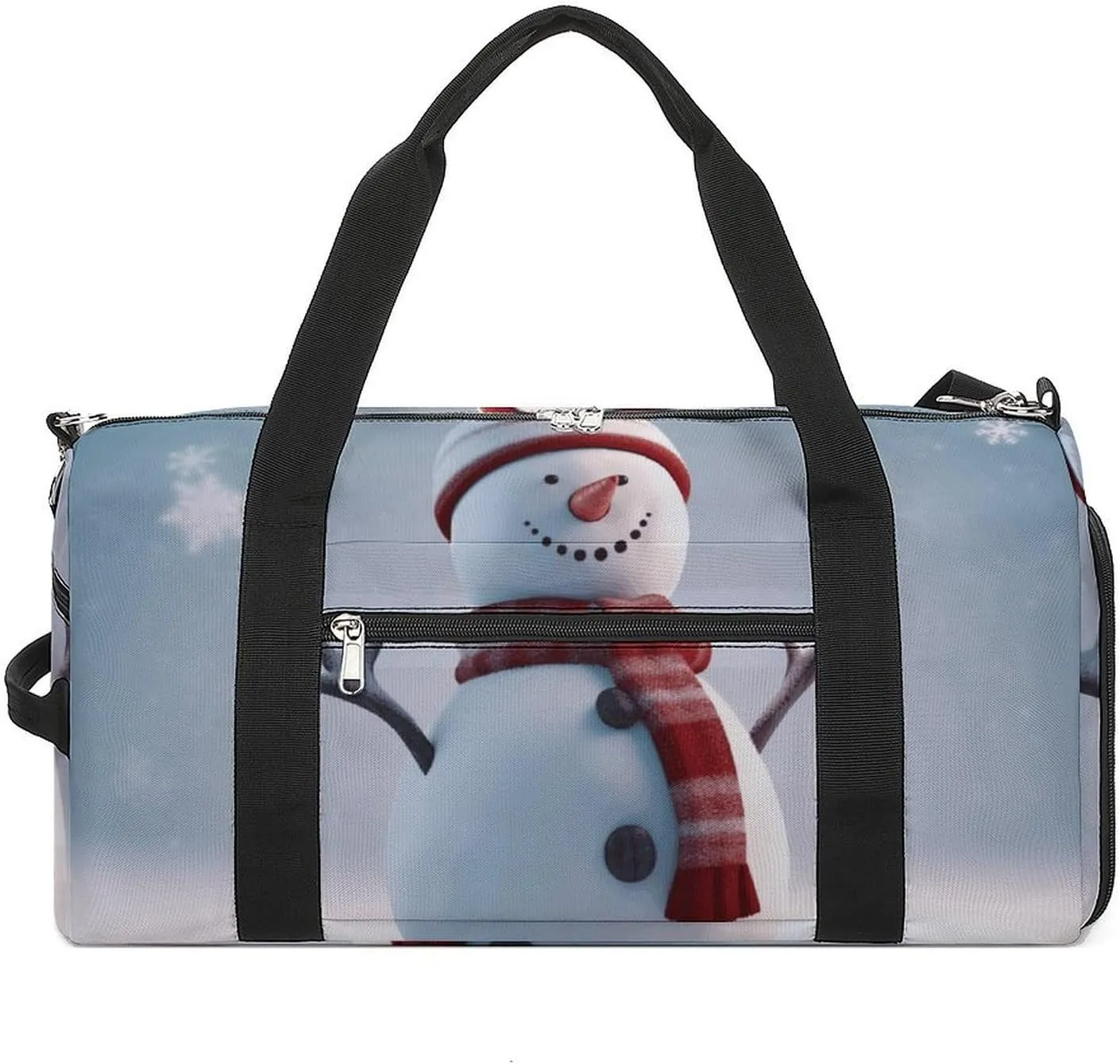 Gym Bag Christmas Happy Snowman Duffel Bag for Men Women Overnight Bag with Shoe Compartment Workout Bags