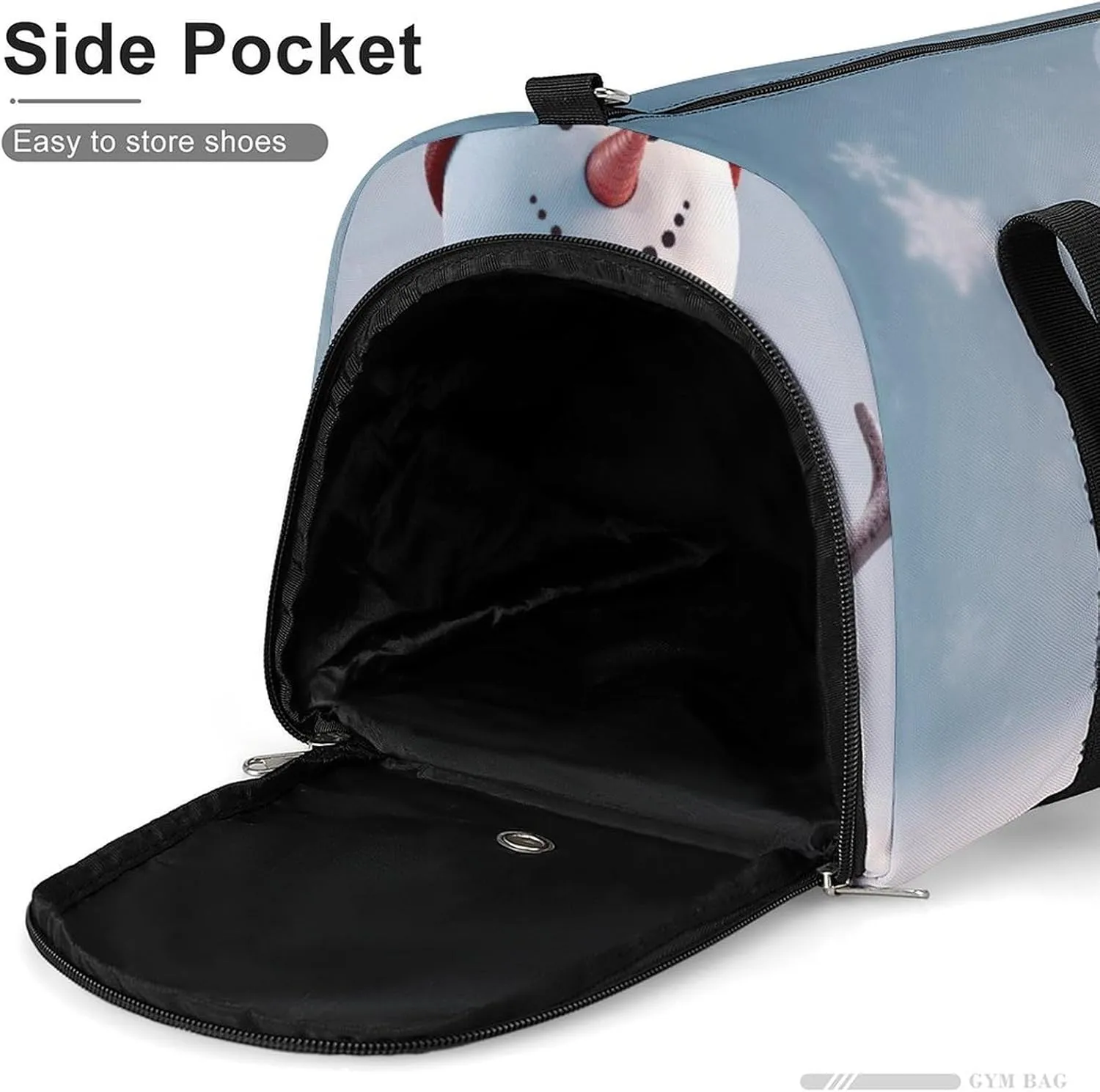 Gym Bag Christmas Happy Snowman Duffel Bag for Men Women Overnight Bag with Shoe Compartment Workout Bags