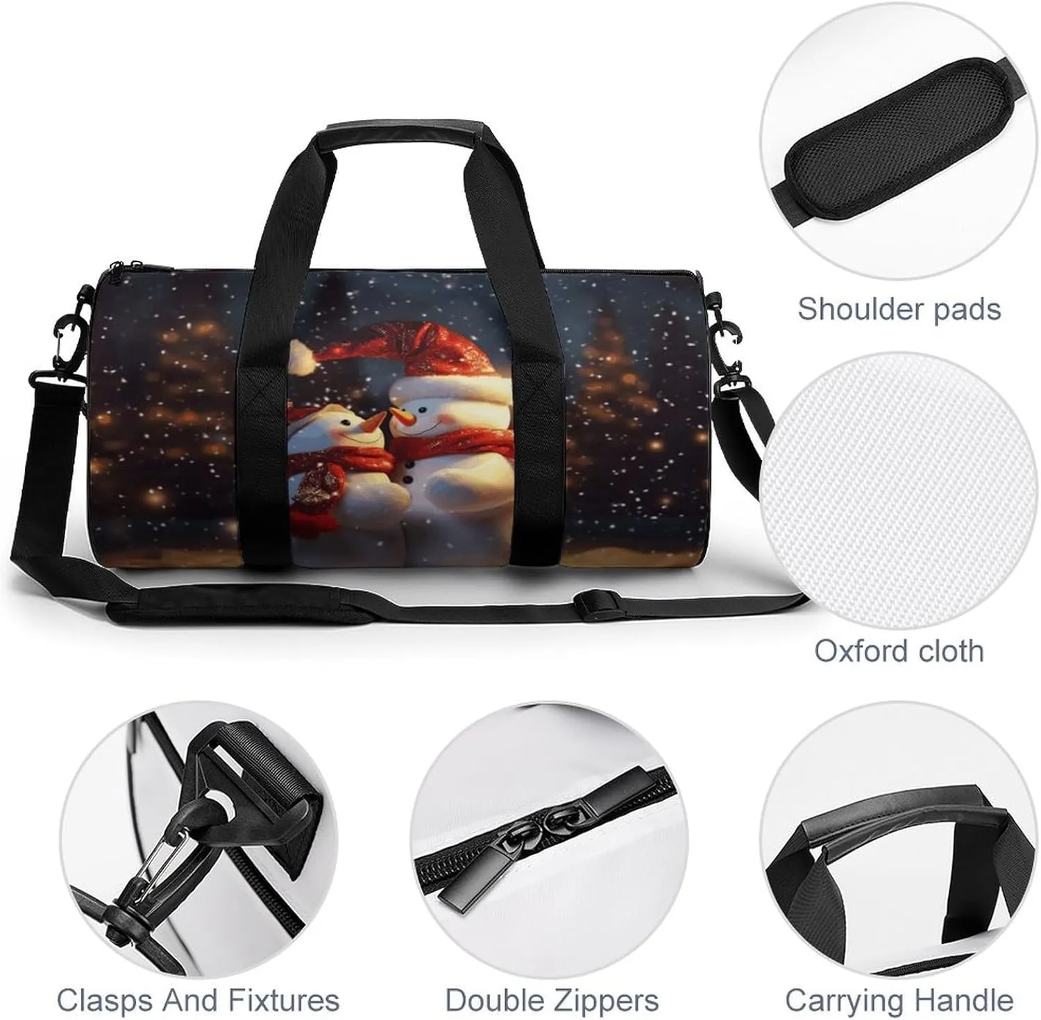 Gym Bag Christmas Snowmans Duffel Bag for Men Women Overnight Bag with Shoe Compartment Workout Bags