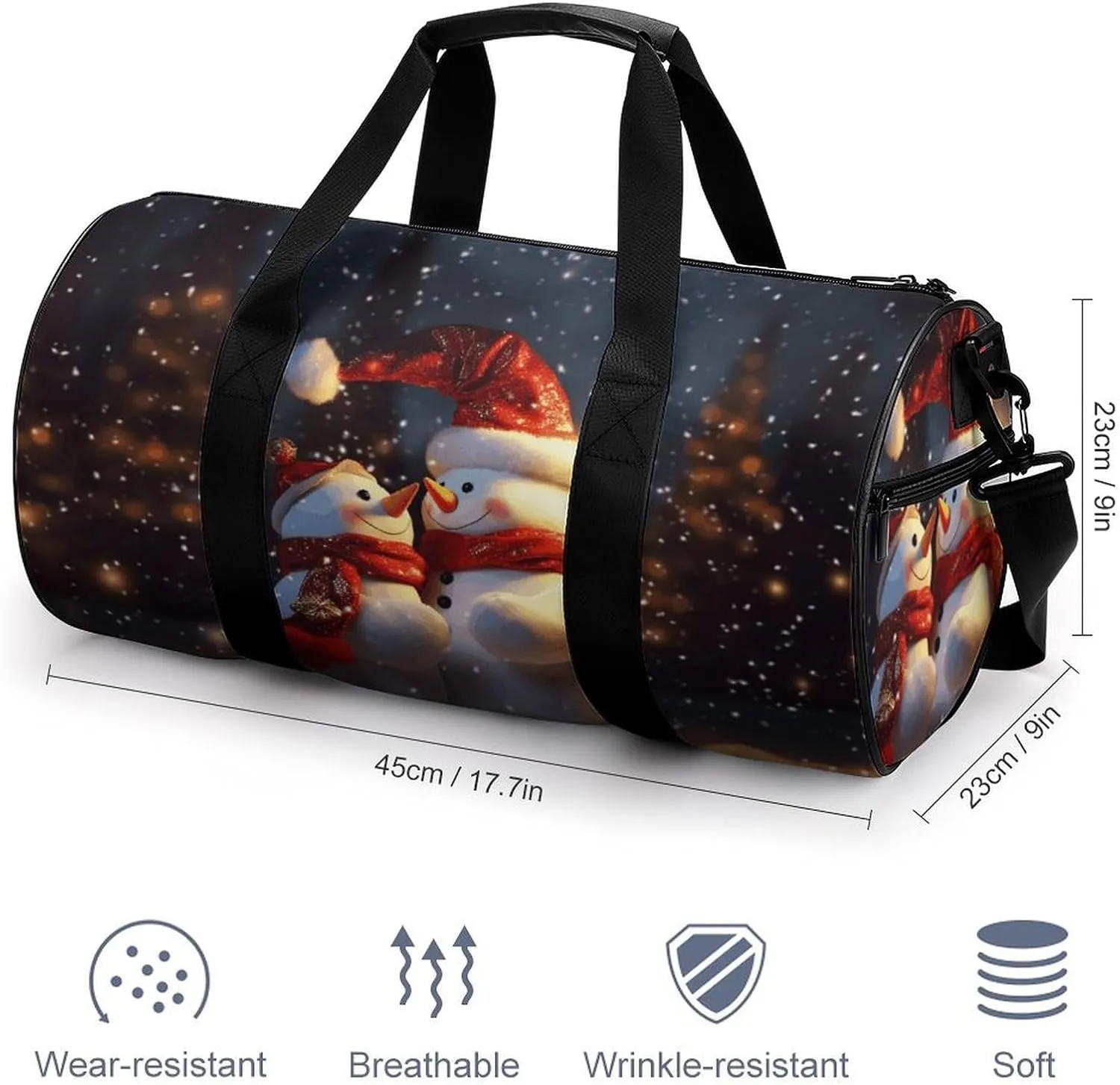 Gym Bag Christmas Snowmans Duffel Bag for Men Women Overnight Bag with Shoe Compartment Workout Bags