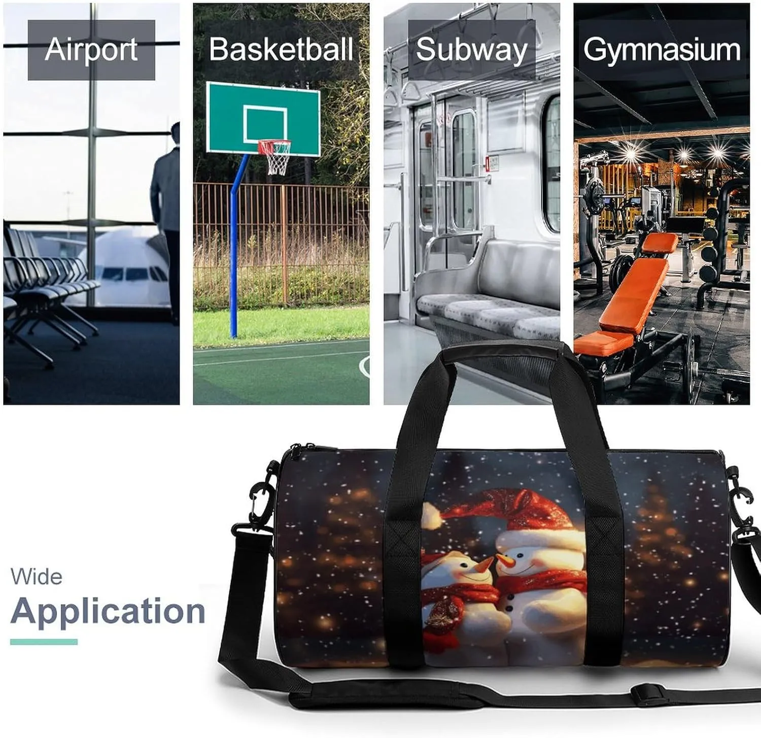 Gym Bag Christmas Snowmans Duffel Bag for Men Women Overnight Bag with Shoe Compartment Workout Bags