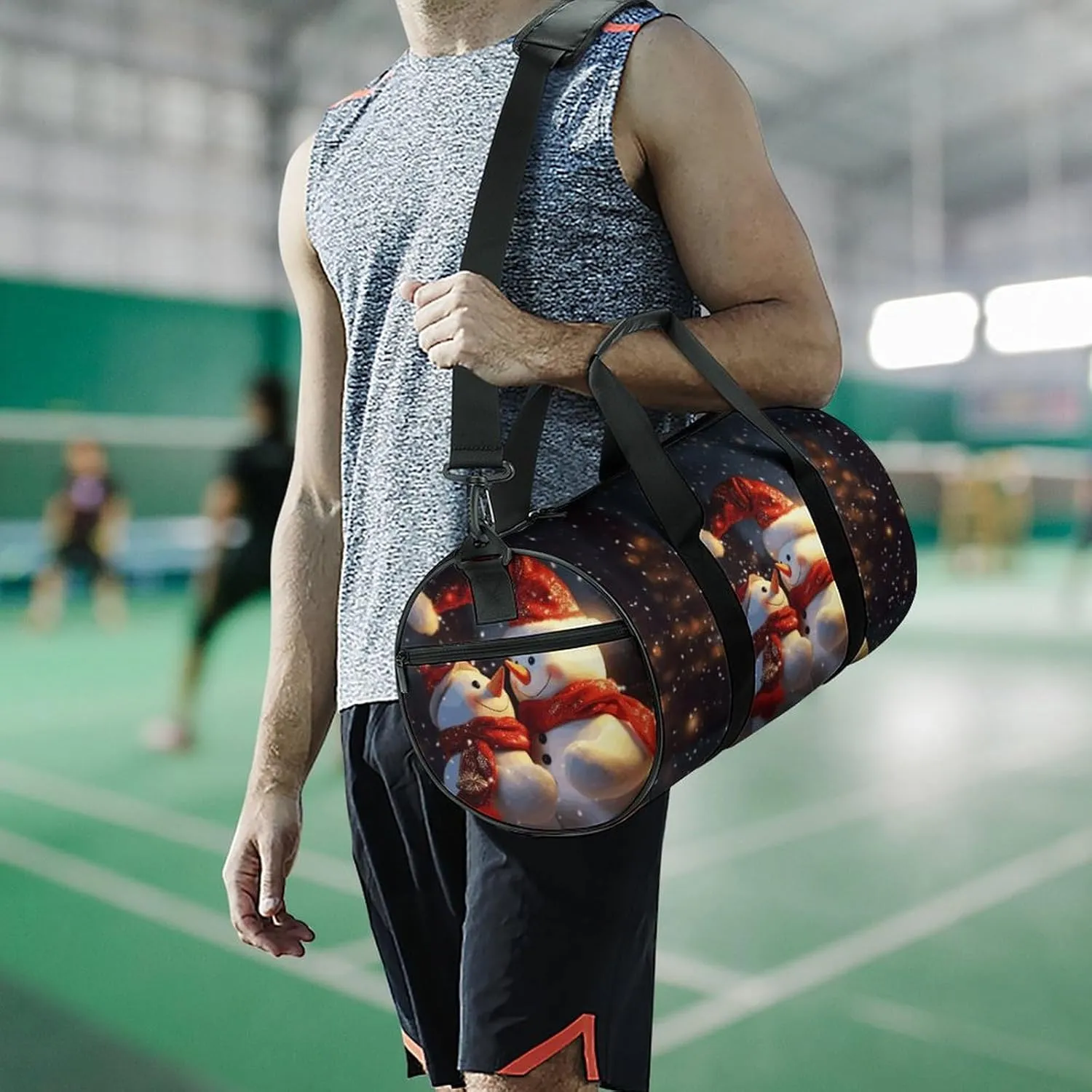 Gym Bag Christmas Snowmans Duffel Bag for Men Women Overnight Bag with Shoe Compartment Workout Bags