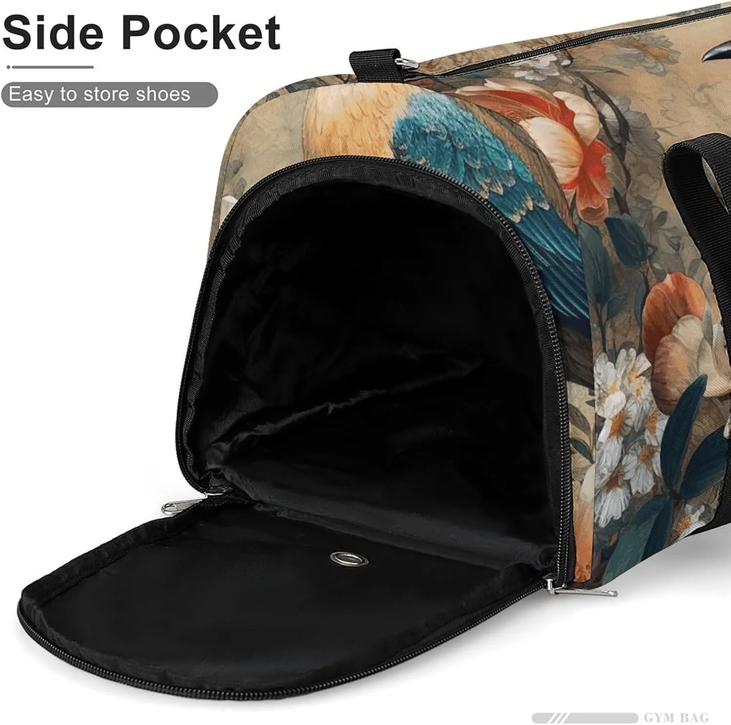 Gym Bag Classical Pattern Flowers Duffel Bag for Men Women Overnight Bag with Shoe Compartment Workout Bags