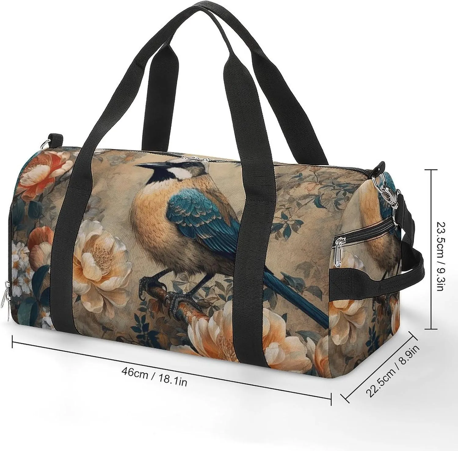 Gym Bag Classical Pattern Flowers Duffel Bag for Men Women Overnight Bag with Shoe Compartment Workout Bags