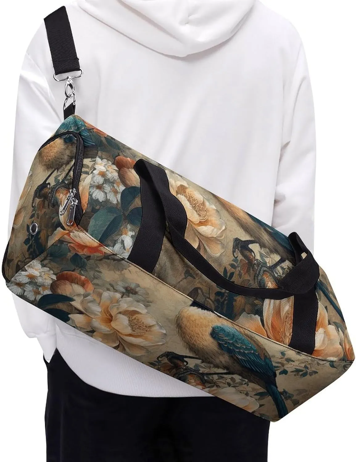 Gym Bag Classical Pattern Flowers Duffel Bag for Men Women Overnight Bag with Shoe Compartment Workout Bags