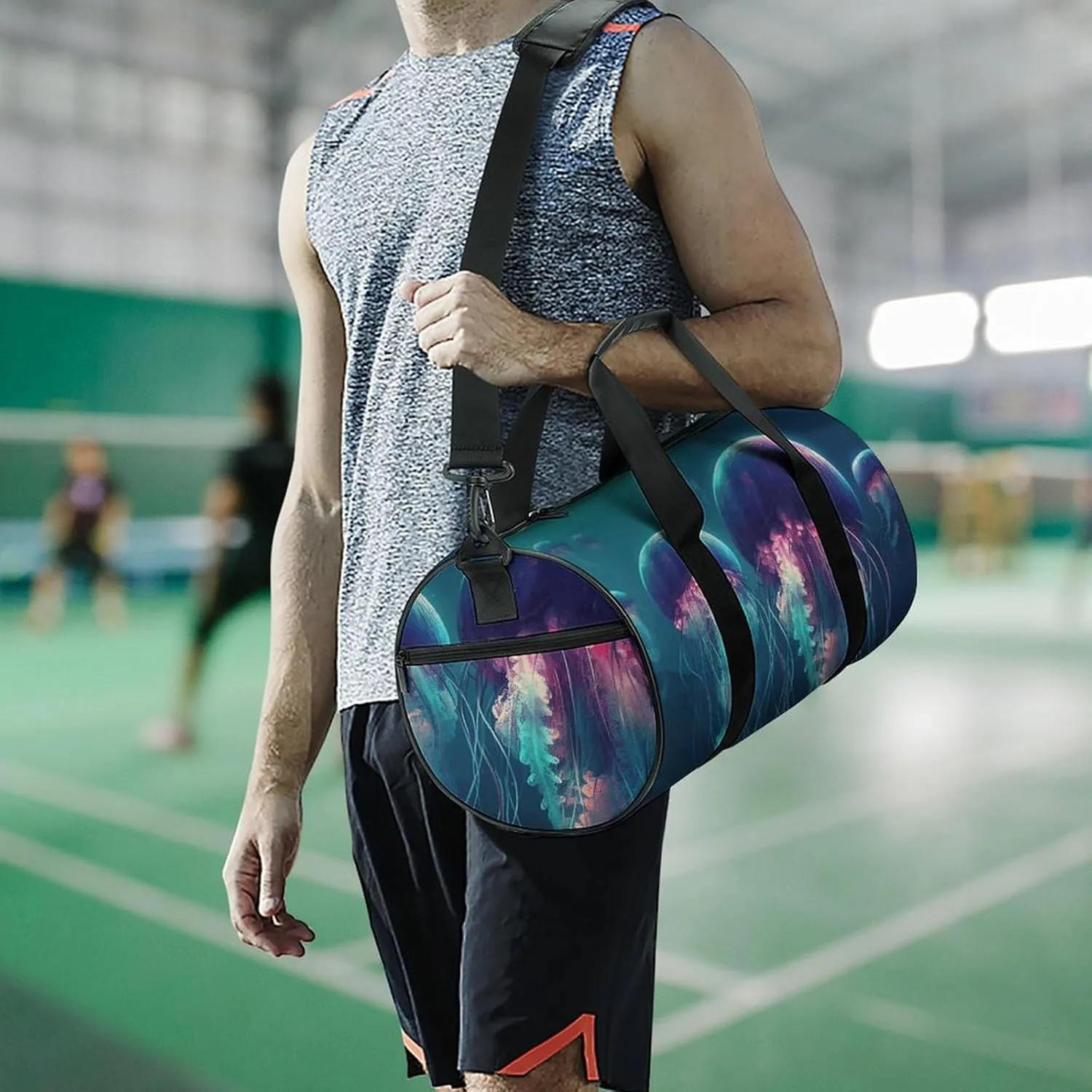 Gym Bag Color Jellyfish Duffel Bag for Men Women Overnight Bag with Shoe Compartment Workout Bags