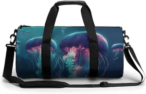 Gym Bag Color Jellyfish Duffel Bag for Men Women Overnight Bag with Shoe Compartment Workout Bags
