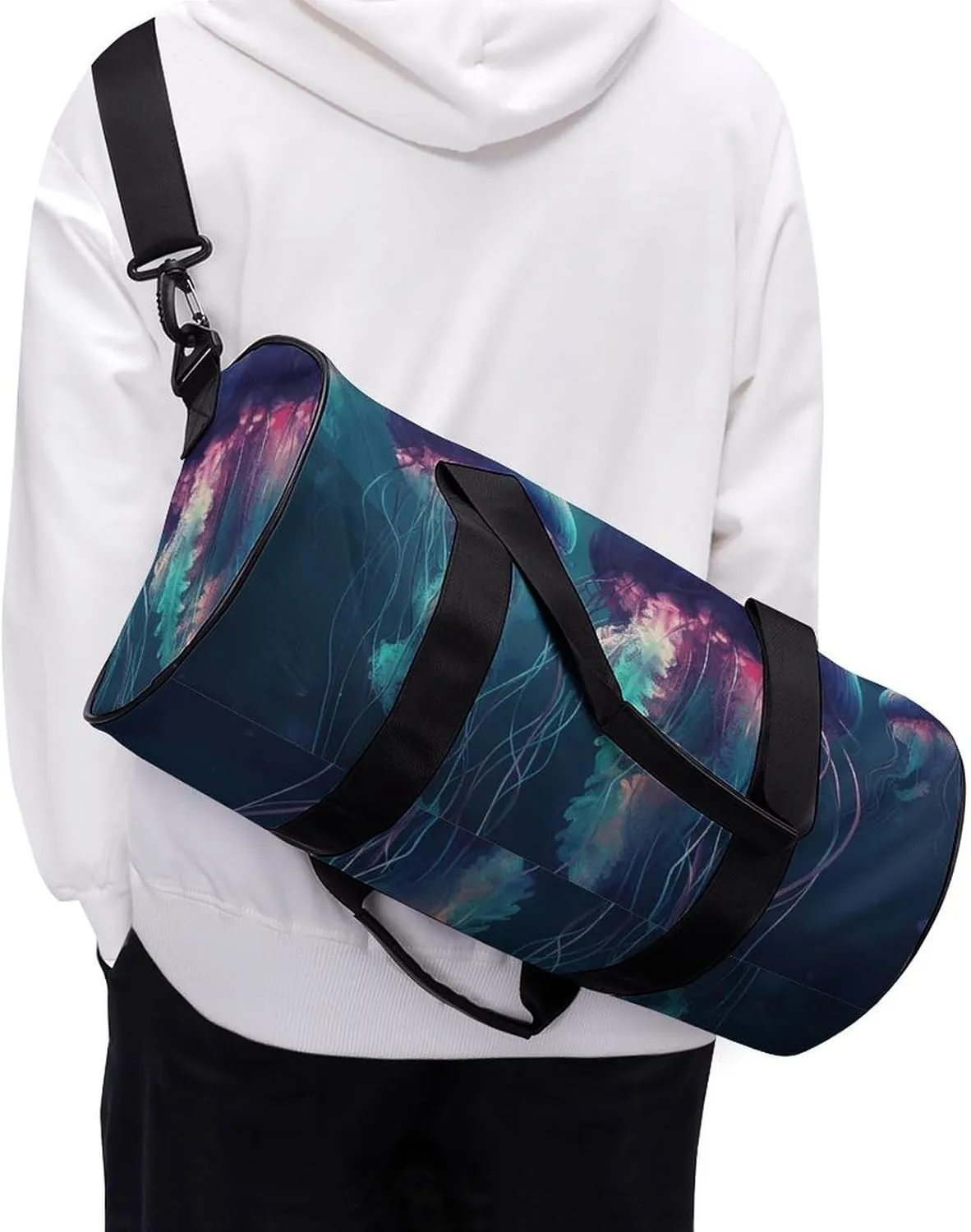 Gym Bag Color Jellyfish Duffel Bag for Men Women Overnight Bag with Shoe Compartment Workout Bags