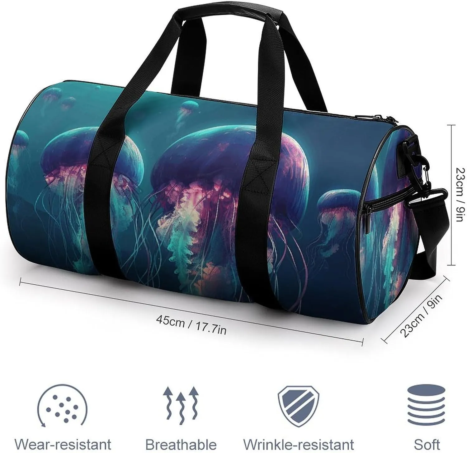 Gym Bag Color Jellyfish Duffel Bag for Men Women Overnight Bag with Shoe Compartment Workout Bags