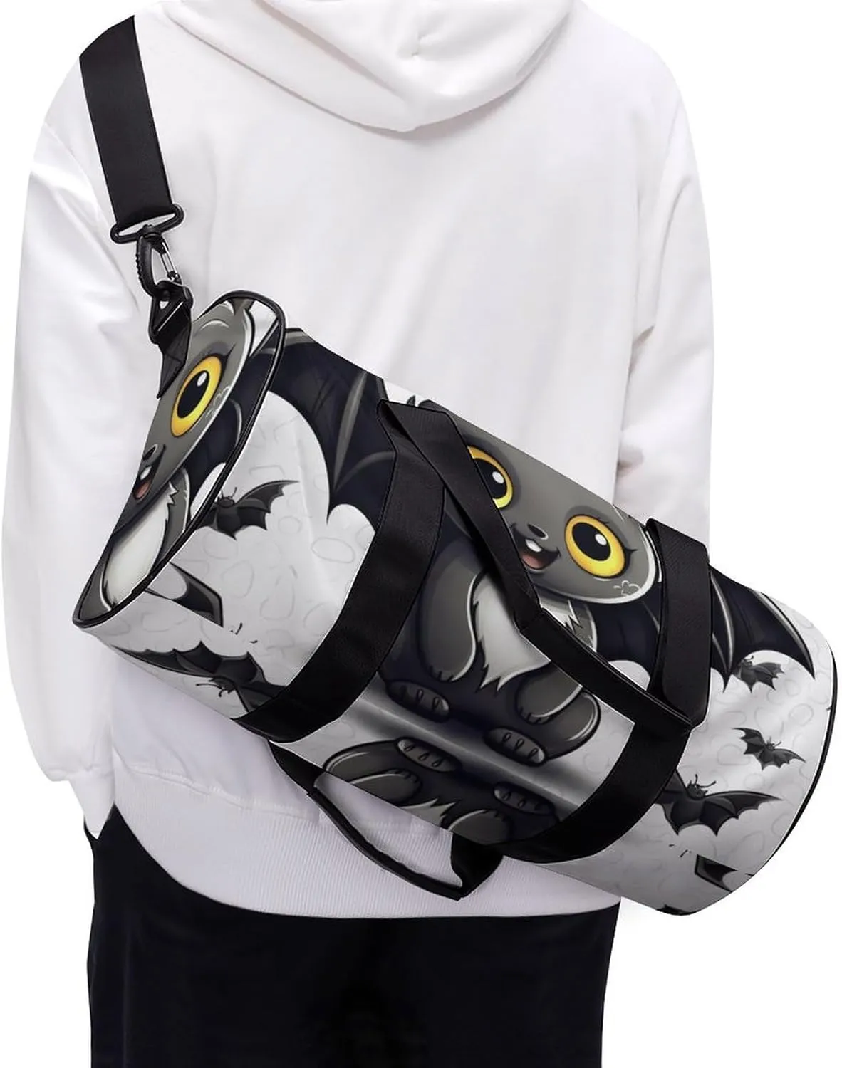 Gym Bag Cute Bat Duffel Bag for Men Women Overnight Bag with Shoe Compartment Workout Bags