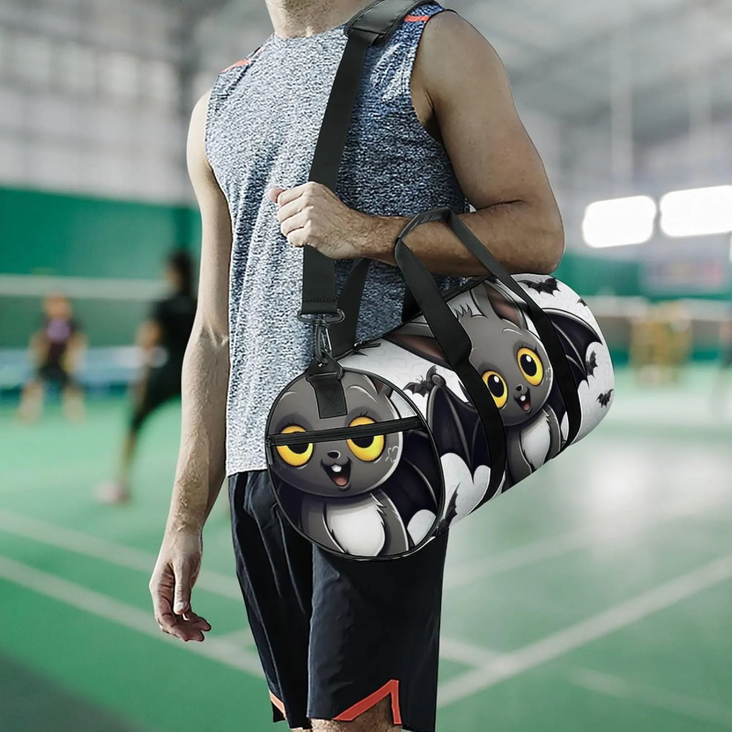 Gym Bag Cute Bat Duffel Bag for Men Women Overnight Bag with Shoe Compartment Workout Bags