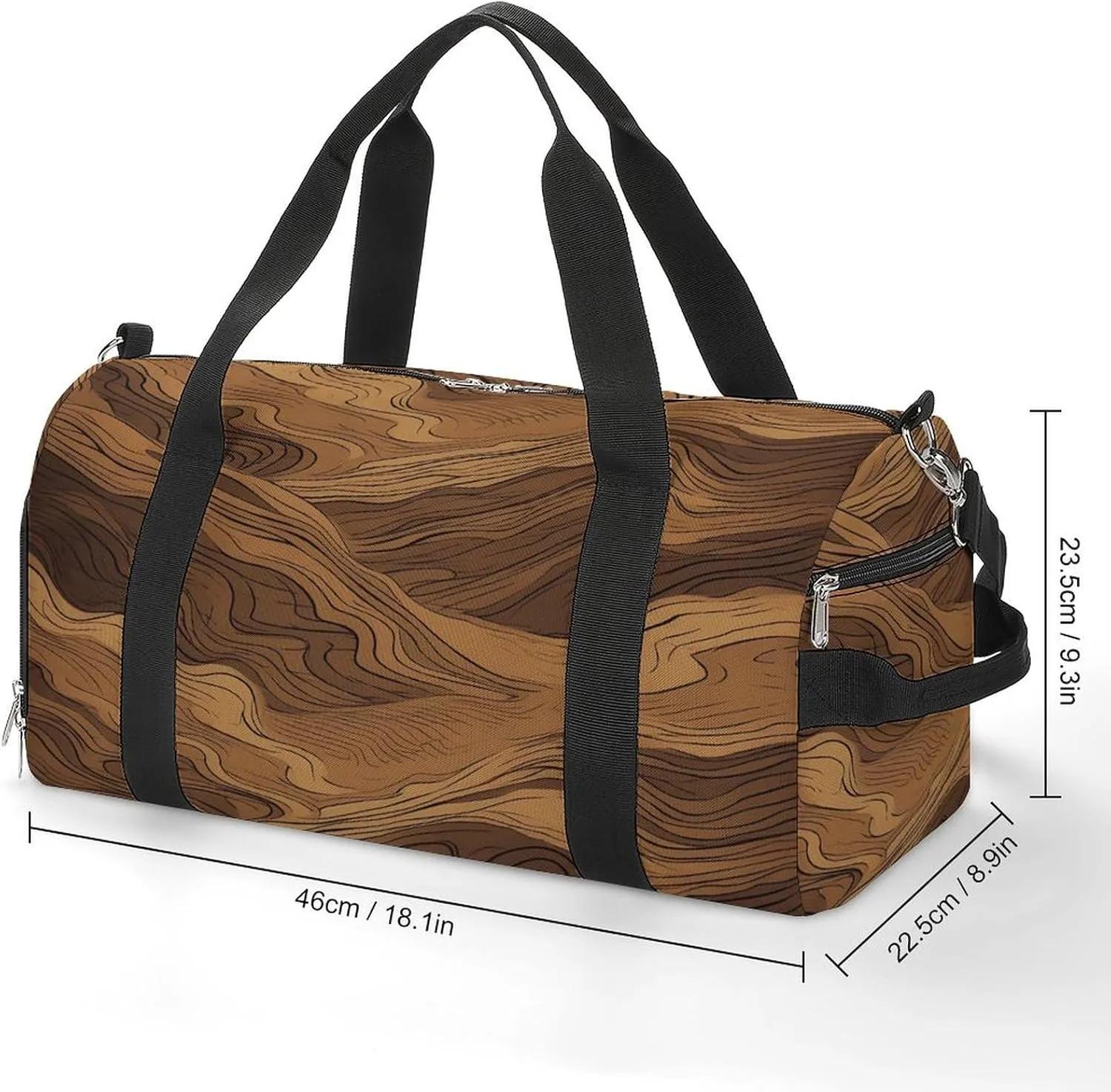 Gym Bag Dark Brown Stripes Duffel Bag for Men Women Overnight Bag with Shoe Compartment Workout Bags