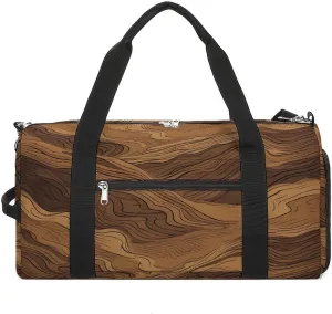 Gym Bag Dark Brown Stripes Duffel Bag for Men Women Overnight Bag with Shoe Compartment Workout Bags